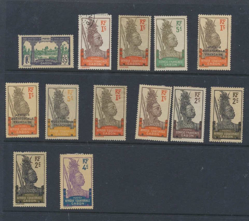 French Colonial Stamps 1910-1924 Gabon SG33/4;36;49/51;58;88;91 CV £14.3 - Image 1 of 1