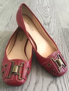 Damen-Ballerinas 6,5 M Preview International rot Metallschnalle Leder flach #394 - Bild 1 von 7