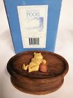 Classic Pooh - Pooh eating Hunni Covered Brown Oval Wooden Keepsake Box.