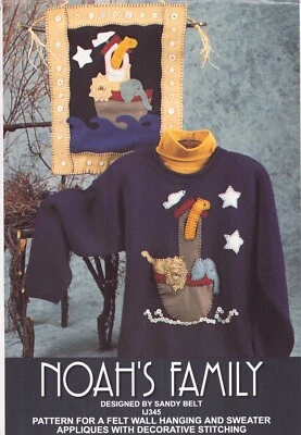 Noah's Family Sweater & Wall Hanging ~ 16x19"  ~ Cute Sweater w/Ark & Animals - Image 1 of 2