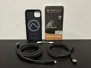ACCESSOIRES iPhone 13 | Coque Caudabe Marine, Verre Mat, Dongle 3,5mm + 2 Câbles - Photo 1 sur 2