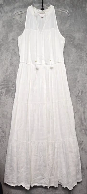 Vestido Lauren Conrad Mujer Talla Mediana Blanco Maxi Ligero Forrado Verano Primavera Foto 1 de 4