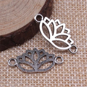 140 piezas conectores de flores de loto de plata tibetana 27X13MM hágalo usted mismo B15435 - Imagen 1 de 3