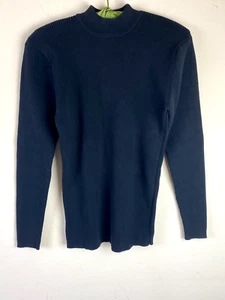Adrienne Vittadini Sport Black Ribbed Cotton Sweater Tunic Women's L Long Sleeve - Picture 1 of 7