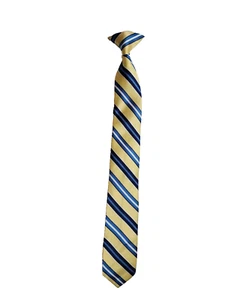 Boys Clip On Neck Tie in Yellow Stripe New Without Tags - Picture 1 of 6