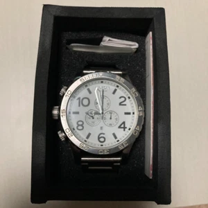 NIXON Uhr Herren 51-30 Chronograph weiß x silber A083-100 A083100 gebraucht mit Box - Bild 1 von 11