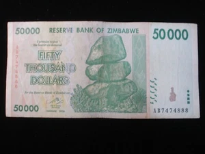 ZIMBABWE 2008 50000 Dollars Average Circulated Condition - Picture 1 of 2