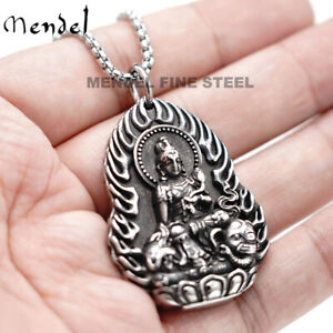 MENDEL Tibetan Buddhist Protection Amulet Kuan Guan Yin Buddha Pendant Necklace