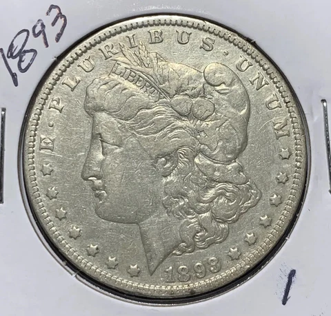 1893 MORGAN SILVER DOLLAR,  VF DETAILS! Cover