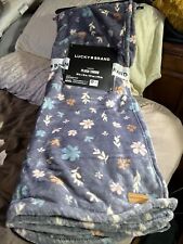 Lucky Brand Blanket Plush Throw 50"x70" Tossed Blooms Charcoal Print Soft NWT