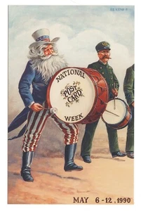 1990 Uncle Sam National Post Card Week Limited Edition Unused S E Kemp Art - Picture 1 of 2