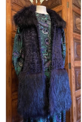 Purple Afghan Shearling Gilet Per Una Size M 10-12 Astrakan penny M&S Faux Fur - Image 1 of 4
