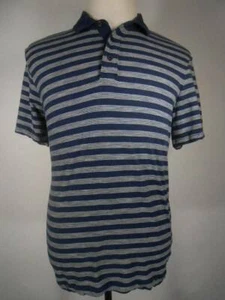 Cool Men's Large Michael Kors Blue Striped Short Sleeve 1/4 Button Polo Shirt - Picture 1 of 6