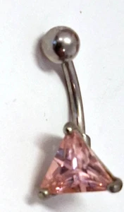 Anillo Vientre Gemado Triángulo Rosa Punta No Cuelga Acero Naval - Imagen 1 de 3
