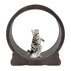Modern Cat Wheel Round Cat Exercise Wheel for Indoor Cats With Floor Mount Brown - Picture 1 of 14