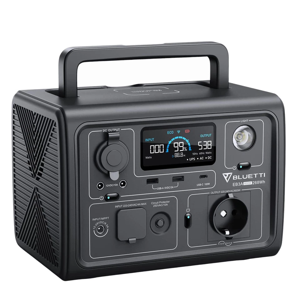 BLUETTI EB3A 600W 268Wh Generatore Solare Elettrica Portatile
