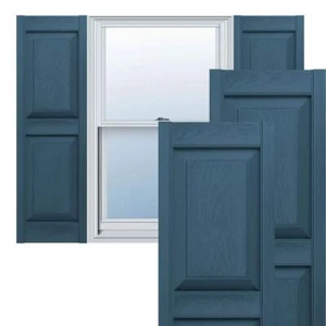 Ekena Millwork Raised Panel Shutter 75"Hx14.75"W Rectangular Rust Resistant Blue - Picture 1 of 9