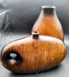 Handgefertigte Keramik Vase mit Holzmaserung Farbe - Bild 1 von 24