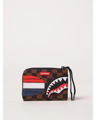 Sprayground Shark Zip Wallet Checkered Design Men Brown - Imagem 1 de 3