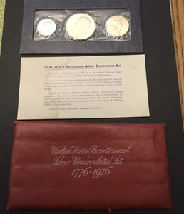 1976 bicentennial three-piece silver uncirculated set - Picture 1 of 3