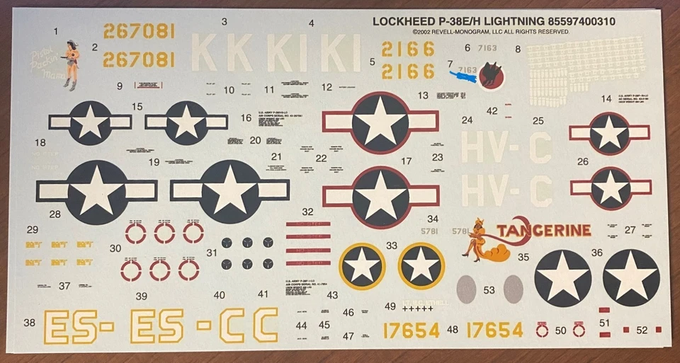 Calcomanías Revell - Lockheed P-38E/H Lightning 85597400310 - SW Foto 1 de 1