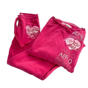 Conjunto de traje de sudor vintage Y2K Aeropostale S sudadera rosa intenso y pantalones deportivos - Imagen 1 de 6