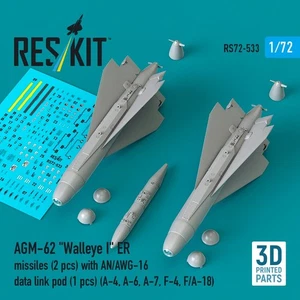 Misiles ResKit RS72-0533 1/72 AGM-62 Walleye II ER (2) con resina en cápsula AN/AWG-16 - Imagen 1 de 3