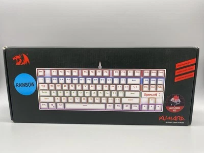 Redragon K552-WR Mechanical Gaming Keyboard Rainbow LED Backlit Wired White NEW - Image 1 of 4