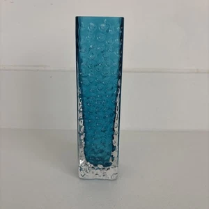 Vintage 1960s Baxter Whitefriars Glass kingfisher blue Nailhead Vase 9683 - Picture 1 of 4