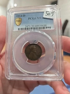 1914-D 1c Lincoln Head Cent Penny Coin PCGS VF20 **Key Date** - Picture 1 of 3