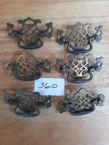 Juego de 6 tiradores de cajón antiguos vintage de latón 360 - Imagen 1 de 5
