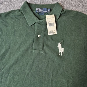 NWT Vintage Polo Ralph Lauren Men's Big Pony Polo Shirt Green Deadstock Medium - Picture 1 of 7