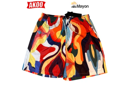 Akoo men's 2XL unlined Axis short Multicolor Bleach White cinch waist tie front - Image 1 of 4