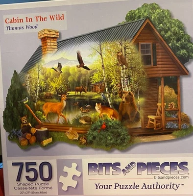 Bits and Pieces 750 Piece Puzzle CABIN IN THE WILD by Thomas Wood New in plastic - Image 1 of 3