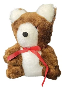 Vintage Oriental Trading Co brauner Teddybär Plüsch mit roter Schleife Vintage Spielzeug Plüschtier - Bild 1 von 7