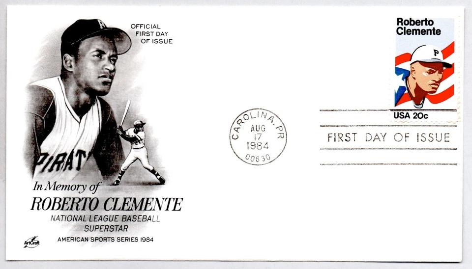 #2097 ROBERTO CLEMENTE PIRATES BASEBALL ALLSTAR FDC, CAROLINA PUERTO RICO CANCEL - Image 1 of 1