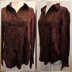Damen Ralph Lauren Bluse Top Reitsport braun Paisley Print Preppy Couture - Bild 1 von 8