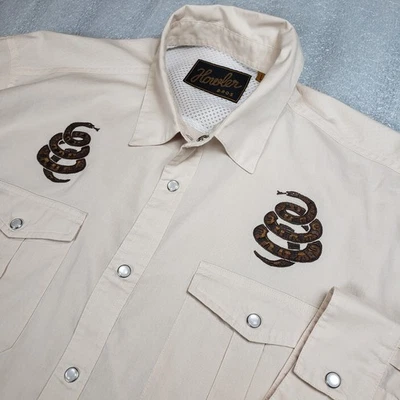 Howler Men's Large Cottonmouth Snake Pearl Snap Gaucho Cowboy LS Shirt Flaws - Image 1 of 4