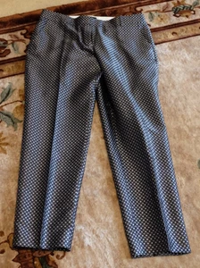 J. Crew Collection Cafe Seide Jacquard Hose Metallic Schwarz/Silber 4 Neuwertig - Bild 1 von 9