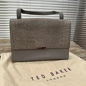 Ted Baker Women's GREY LEATHER Handbag Bag London DUST BAG - Picture 1 of 17
