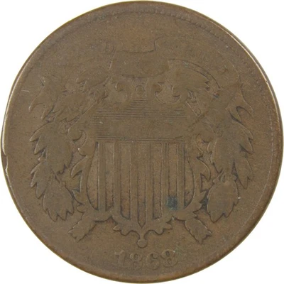 1868 Two Cent Piece VG Very Good 2c Coin - Image 1 of 4
