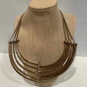 Cadena de collar tribal en tono dorado firmada por Lucky Brand con latón metálico grueso - Imagen 1 de 15