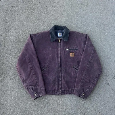 Chaqueta De Colección Años 90 Carhartt Detroit Borgoña Talla Grande Hecha en EE. UU. J43 BRG RARA Foto 1 de 4