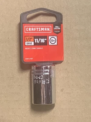 Craftsman 11/16 In 12 Point SAE Socket 1/2 In Drive CMMT47507 Chrome New - Image 1 of 3