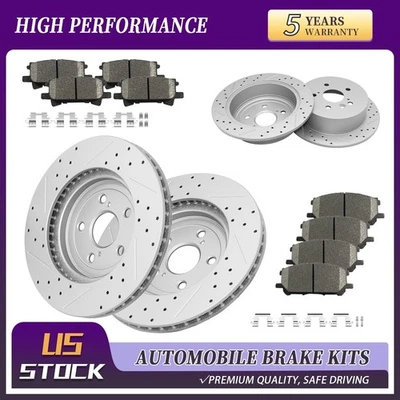Front & Rear Drilled Rotor Pad For Lexus RX330/RX400H/RX350 Toyota Highlander - Image 1 of 4