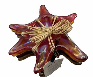 Akcam Turkish Hand made Iridescent Glass Bowls Starfish Set Decor Art Glass - Picture 1 of 7