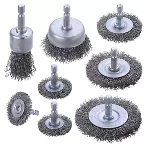 Steel Wire Brush for Drill, 8 Pcs Wire Wheel Brush Cup Set, Wire Wheel for Drill - Picture 1 of 12