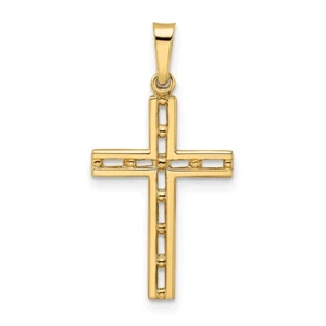 14K Yellow Gold Polished Solid Cross Pendant L- 1.07 Inch, W-0.55 Inch - Picture 1 of 4