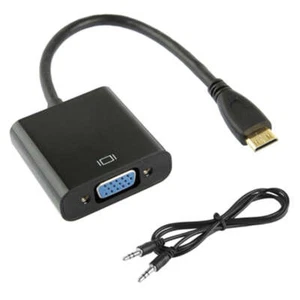 22cm Full HD 1080P Mini HDMI Male to VGA Female Video Adapter Cable with Audio C - Picture 1 of 6