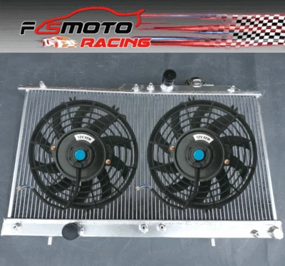 Radiador de aluminio + ventiladores para Mitsubishi Eclipse GT 2000-2005 3,0 L 6G72 V6 MT Foto 1 de 4